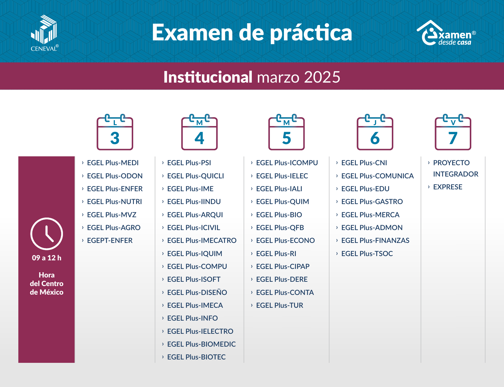 CALENDARIO MARZO 2025 PRÁCTICA