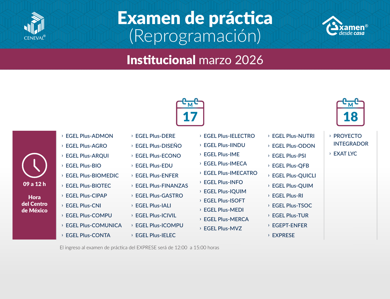 CALENDARIO AGOSTO 2026 PRÁCTICA (REPROGRAMACION)